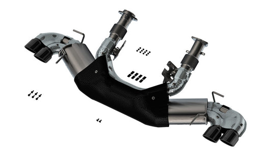Borla 20-23 Chevy Corvette 6.2L V8 AT catback exhaust with black chrome tips, featuring 3-inch ATAK performance design.