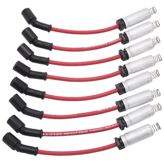 Edelbrock LS Truck spark plug wire set with metal sleeves, red 50 Ohm resistance, includes 8 high-performance ignition wires