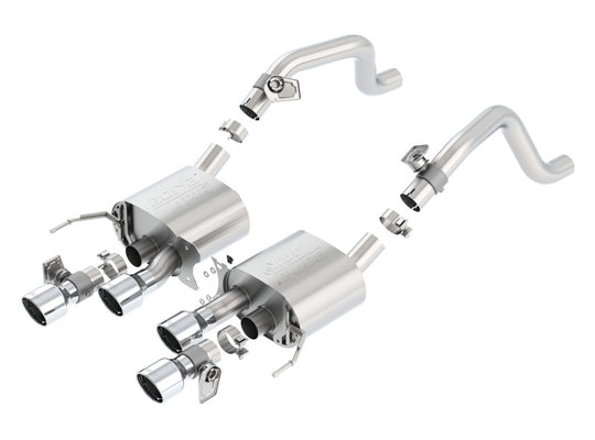 Borla catback exhaust system for 2014-2015 Chevy Corvette C7 6.2L RWD with AFM, NPP, ATAK-Type dual round rolled center rear exit