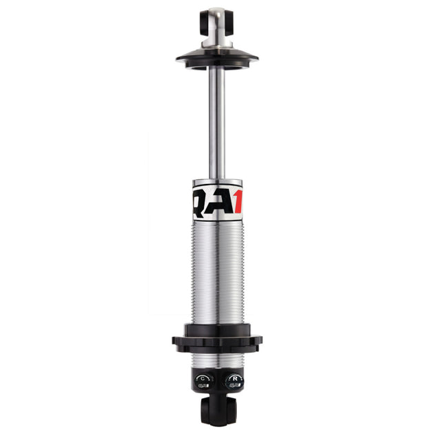 QA1 Proma Star Series coil-over shock absorber with double adjustable damping and bushing mount, measures 11.125 to 16.375 inches.