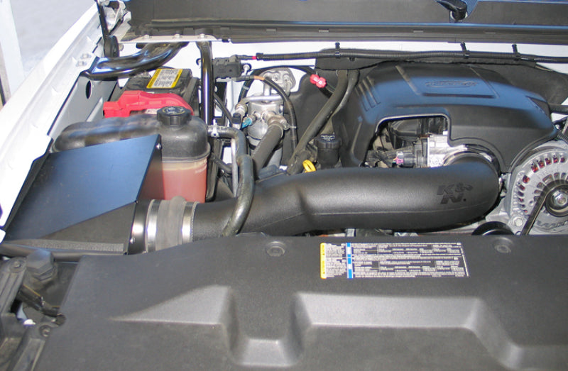 K&N Engineering Chevy Silverado V8 cold air intake kit with high-flow air filter and intake tubing for improved engine performance