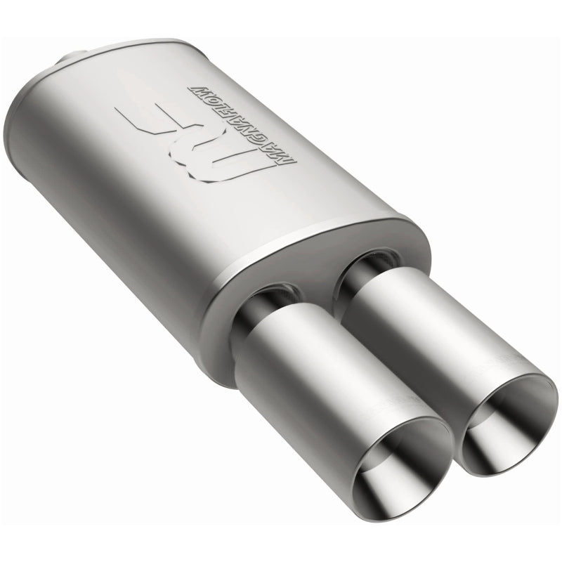 MagnaFlow muffler with polished tip, stainless steel, 14x5x8 inches, suitable for automotive exhaust systems.
