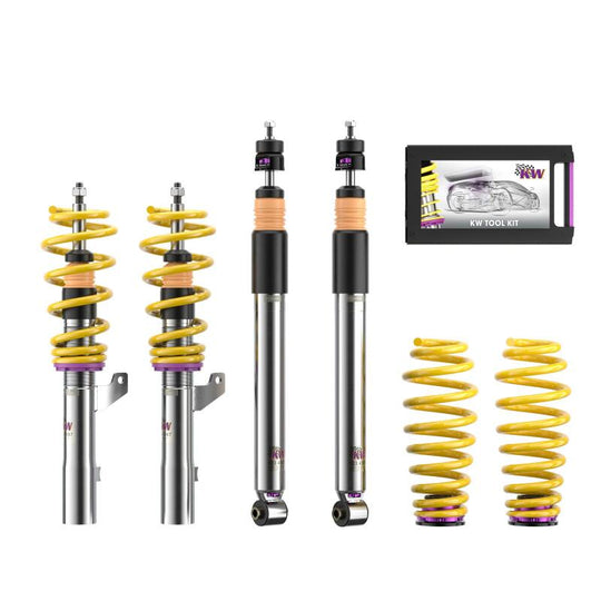 KW Coilover Kit V3 for 2013-2018 Audi RS6, front and rear coilover suspension components on a vehicle.