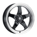 Forgestar D5 Drag 17-inch cast wheel in gloss black, 5x114.3 bolt pattern, ET-21 offset, 2.125-inch backspacing.