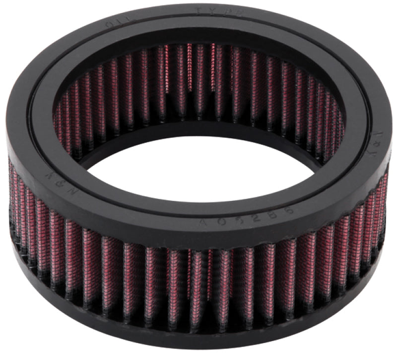 K&N Engineering round custom air filter with 5-3/8 inch outer diameter, 4 inch inner diameter, and 2 inch height for drop-in replacement