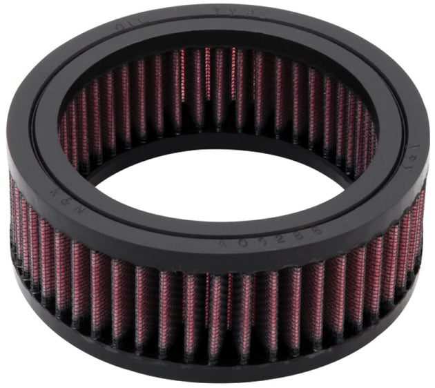 K&N Engineering round custom air filter with 5-3/8 inch outer diameter, 4 inch inner diameter, and 2 inch height for drop-in replacement