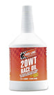 Red Line 20WT Race Oil quart bottle, motor oil for high-performance engines, with red and white label and clear plastic cap.