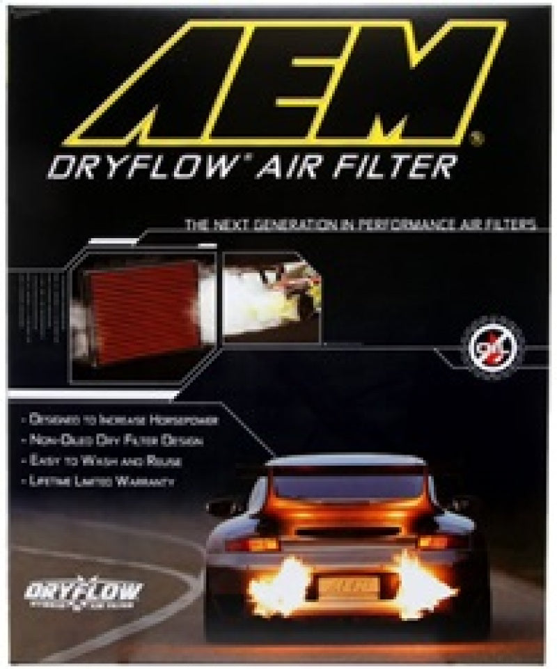 AEM DryFlow air filter for Silverado, Sierra, Avalanche, Tahoe, Yukon, 12.625-inch O/S L x 10-inch O/S W x 1.75-inch H, drop-in type