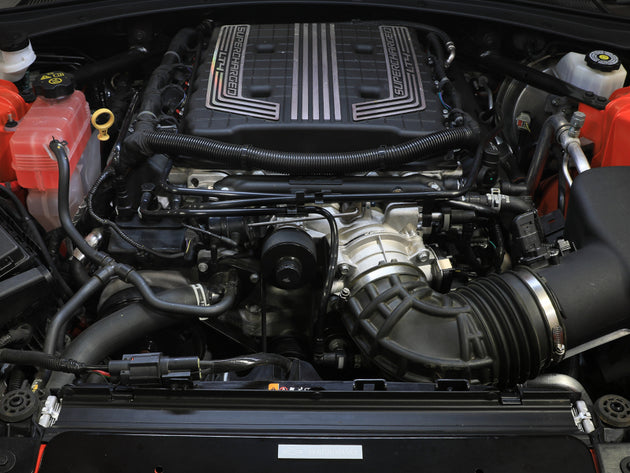 aFe 14-25 Chevrolet Corvette V8 6.2L 95mm throttle body, high-performance car part, shown in close-up with metallic finish.