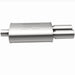 MagnaFlow stainless steel muffler with tip, 14x5x8 inches, featuring dual inlet and outlet pipes, designed for vehicle exhaust systems.