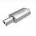 MagnaFlow stainless steel muffler with tip, 14x5x8 inch size, featuring dual inlet/outlet 2.25/4 inch exhaust pipe for automotive use.