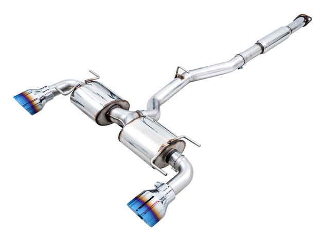AWE Tuning Touring Edition catback exhaust with vapor blue tips installed on a Subaru BRZ or Toyota GR86, showcasing the sleek design.