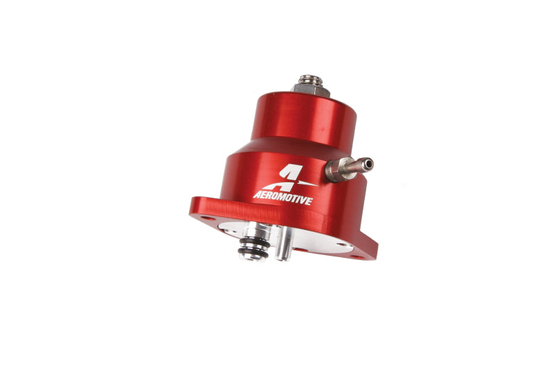 Aeromotive billet adjustable fuel pressure regulator for 94-99 Ford 4.6 and 94-97 5.0 engines, shown in the image.