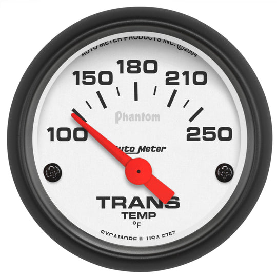 AutoMeter Phantom 52mm short sweep electronic transmission temperature gauge showing a digital display and dial with temperature readings