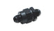 Vibrant fuel pump check valve with -8AN male flare fitting to 12mm x 1.5 metric fitting, showing metal construction and threading.