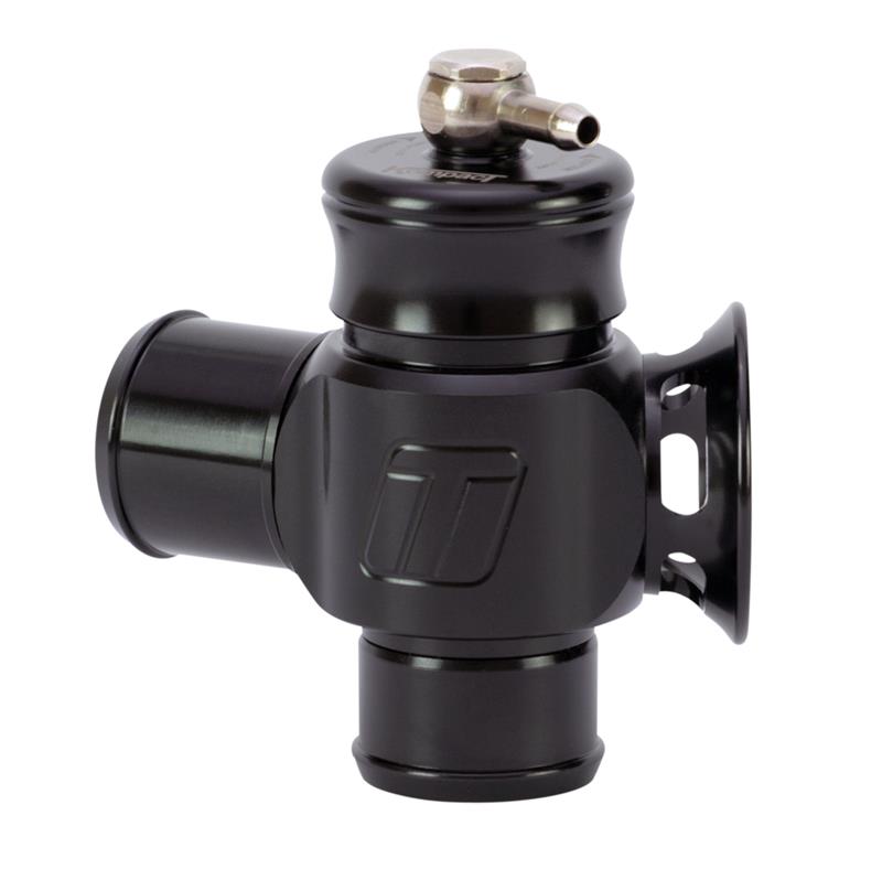 Turbosmart Kompact Dual Port 34mm Blow Off Valve mounted on a vehicle's turbo system, showcasing its compact design and dual port features.