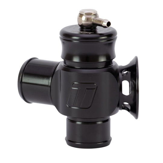 Turbosmart Kompact Dual Port 34mm Blow Off Valve mounted on a vehicle's turbo system, showcasing its compact design and dual port features.