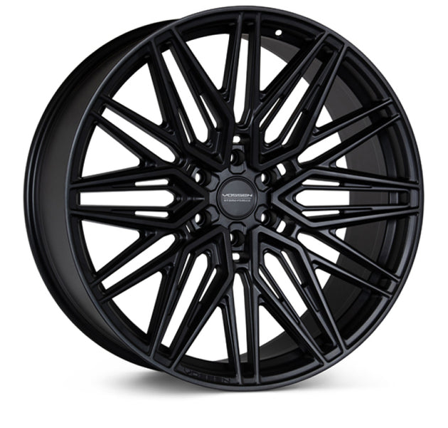 Vossen HF6-5 22-inch satin black forged wheel with deep face, 6x139.7 bolt pattern, ET20 offset, and 106.1 bore.