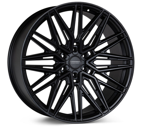 Vossen HF6-5 22-inch satin black forged wheel with deep face, 6x139.7 bolt pattern, ET-18 offset, and 106.1mm center bore