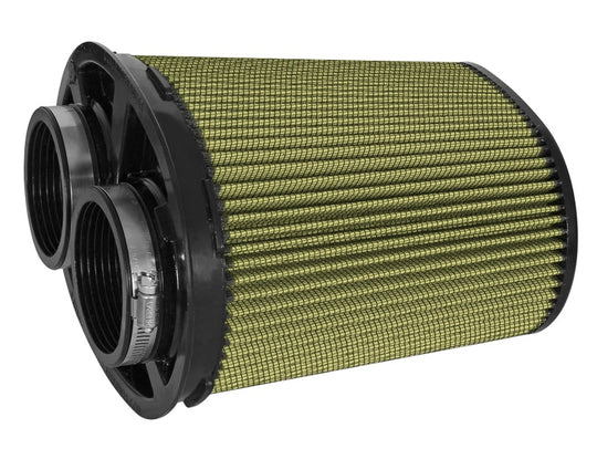 aFe Momentum Intake Replacement Air Filter with PG7 media, 3-inch dual filter, black, with dimensions of 8.25x6.25x7.25 inches, 9-inch height