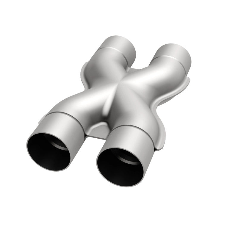 MagnaFlow Smooth Trans X 3/3 X 14 SS X pipe for exhaust system, made of stainless steel, with polished finish and durable construction.