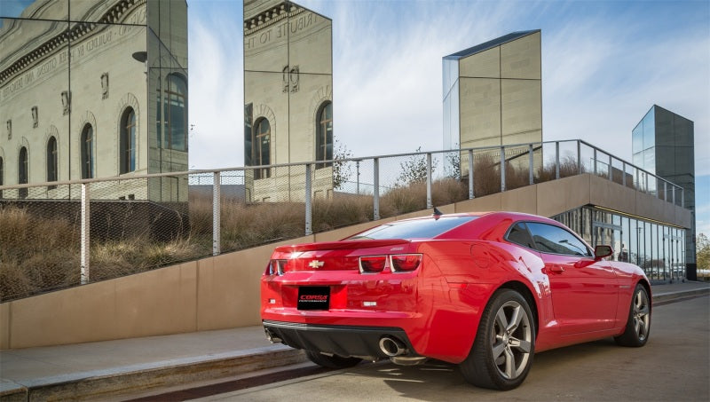 Polished CORSA Performance catback exhaust system for 2011-2015 Chevrolet Camaro SS 6.2L V8 manual, showing the polished metal pipes.