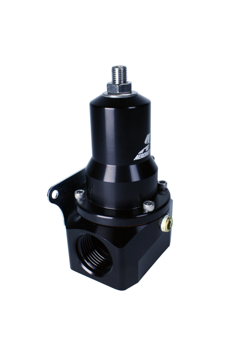 Aeromotive adjustable fuel pressure regulator with 30-120 PSI range, .500 valve, two AN-12 inlets, and AN-12 return port.