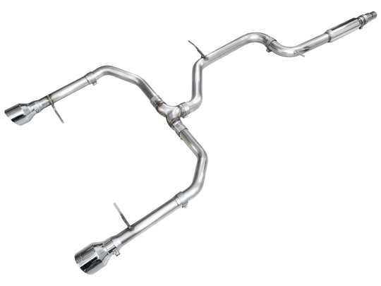 AWE Tuning catback exhaust system with chrome silver tips installed on a 2022-2025 Volkswagen Jetta GLI Track Edition.