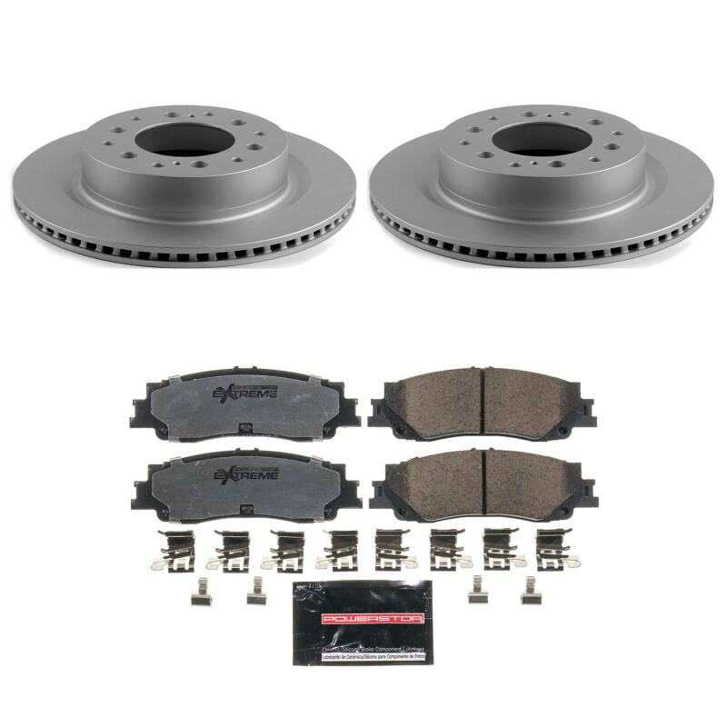 PowerStop rear Z36 coated brake kit for Toyota Sequoia 2023-2026, includes performance truck and tow brake components.