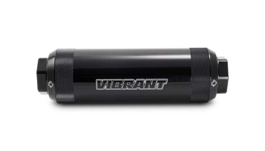 Vibrant 10 Micron HD Power Fuel Filter showing a durable metal housing and filter element for clean fuel filtration.