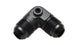 Vibrant -8AN to -8AN male 90-degree union adapter fitting with 1/8in NPT port, showing the fitting's angled design and threading.