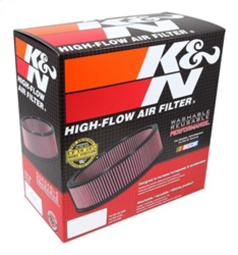 K&N Engineering round drop-in air filter with 11-inch outer diameter and 9-1/4 inch inner diameter for improved engine airflow