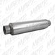 MBRP universal 30-inch high flow muffler showcasing its sleek metal design and cylindrical shape for vehicle exhaust systems