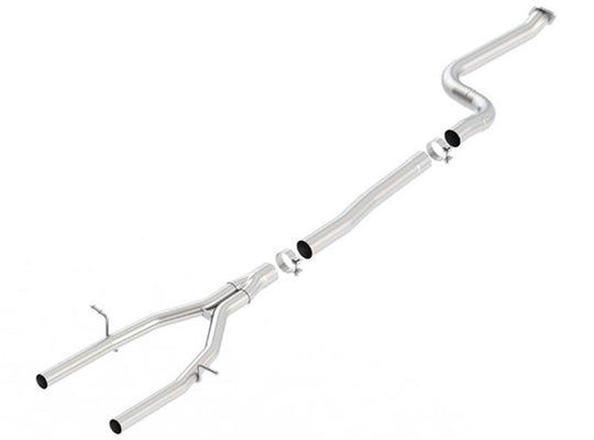 Borla 2016 Chevy Camaro 2.0L Turbo mid-pipe with 3-inch to 2.25-inch connecting pipes for exhaust system upgrade.