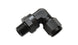 Vibrant -4AN to 1/4 inch NPT female swivel 90-degree adapter fitting showing threaded connections and swivel joint for fluid transfer.