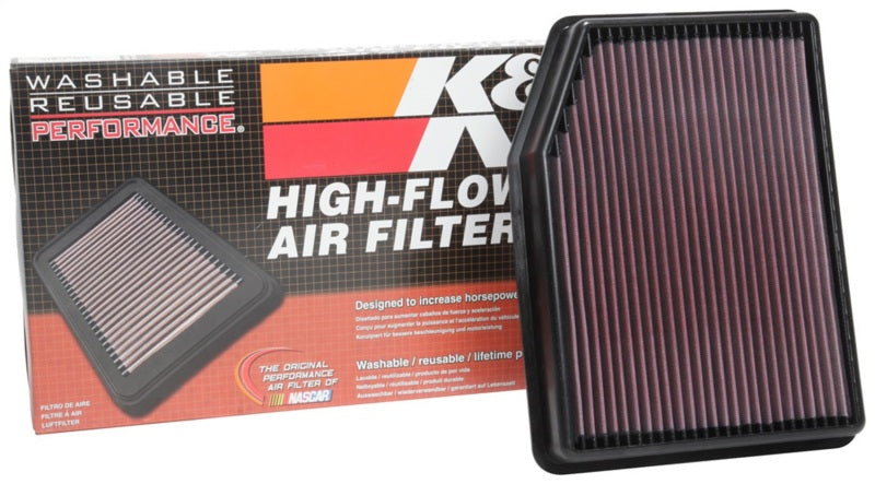 K&N Engineering drop-in air filter for 2019 Chevrolet Silverado 1500 V8 5.3L F/I, showing the clean, reusable filter element