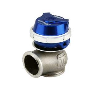 Turbosmart WG45 Gen V Hyper-Gate 45 wastegate with blue actuator, 14psi boost pressure, for turbocharged engines.