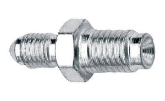 Fragola steel brake adapter -3AN to 9/16-18 I.F. for brake line fittings, showcasing the threaded ends and durable steel construction.
