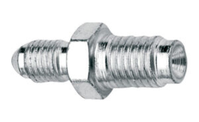 Fragola steel brake adapter -3AN to 9/16-18 I.F. for brake line fittings, showcasing the threaded ends and durable steel construction.