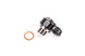 Radium Engineering M12x1.25 swivel banjo fitting to 6AN male connector, automotive fluid fitting with swivel design