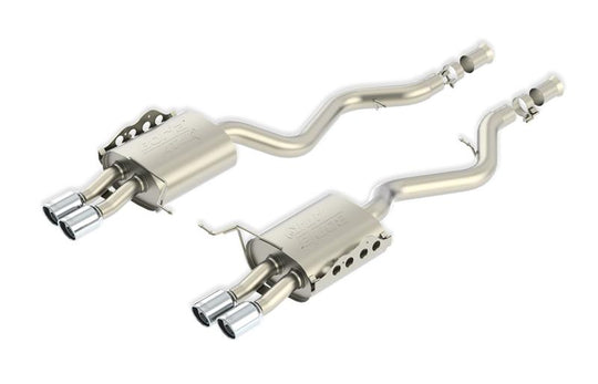 Borla axle back ATAK exhaust rear section for 2016 Camaro 6.2L V8 without NPP, showing polished metal pipes and muffler details.