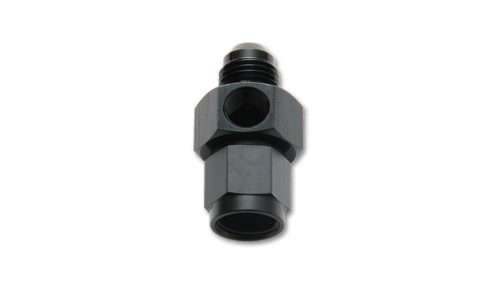 Vibrant -4AN male to female union adapter fitting with 1/8 inch NPT port, made of durable metal, used in high-performance fluid connections.