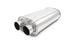 Vibrant Universal Streetpower 3-inch stainless steel dual in-out oval muffler showing polished metal and dual exhaust outlets.
