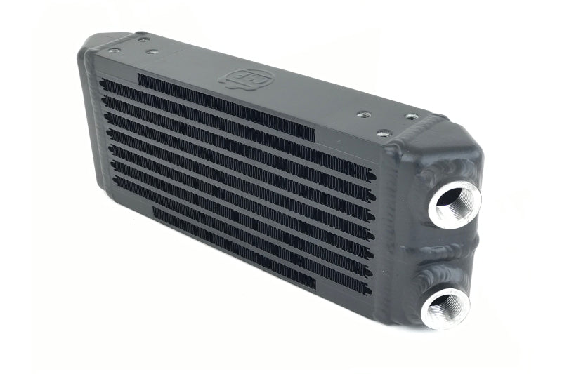 CSF universal dual-pass oil cooler with M22 x 1.5 fittings, 13-inch length, and compact rectangular design.