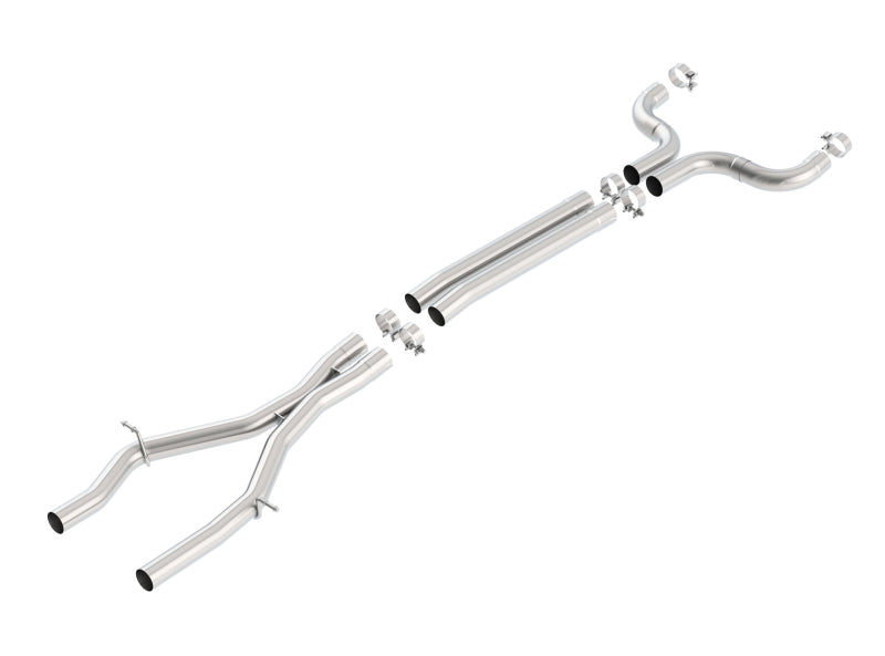 Borla X-Pipe with mid pipes for 2016 Camaro SS 6.2L V8, stainless steel exhaust component, detailed close-up image.
