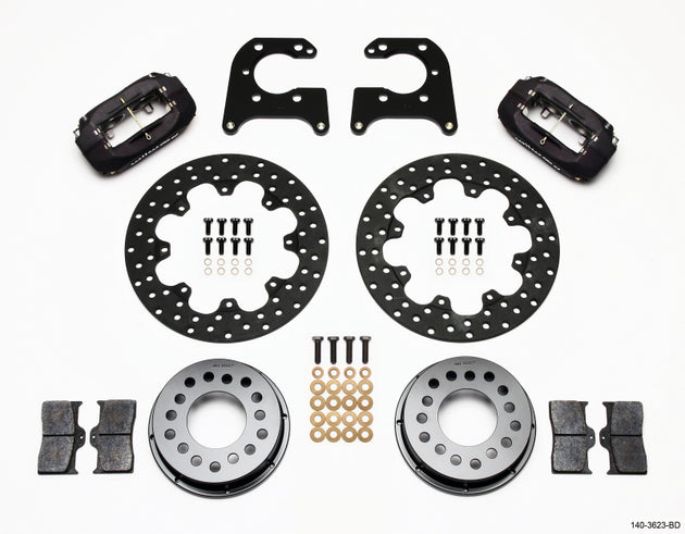 Wilwood Forged Dynalite rear drag kit with drilled rotor, designed for Big Ford with 2.50-inch offset, high-performance brake system