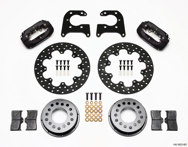 Wilwood Forged Dynalite rear drag kit with drilled rotor, designed for Big Ford with 2.50-inch offset, high-performance brake system