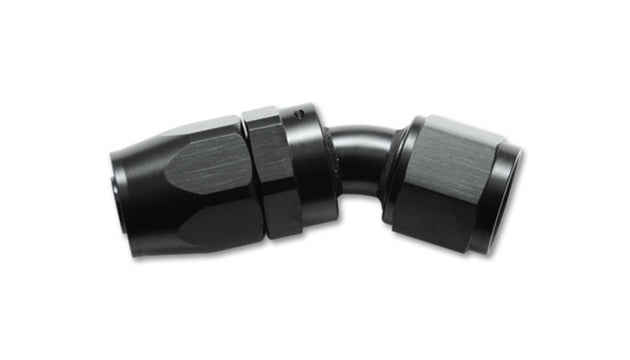 Vibrant -10AN AL 30 Degree Elbow Hose End Fitting showing shiny aluminum finish and 30-degree angled design for flexible hose connections.
