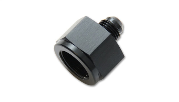 Vibrant -10AN Female to -8AN Male reducer adapter fitting for hydraulic or fuel systems, shown in metal with threaded ends.