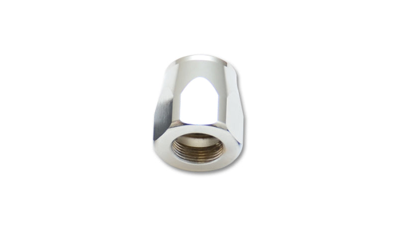 Vibrant -10AN hose end socket fitting in silver for automotive or fluid transfer applications, shown on a clean white background.